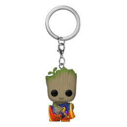 Funko POP Keychain: I Am Groot - Groot with Cheese Puffs