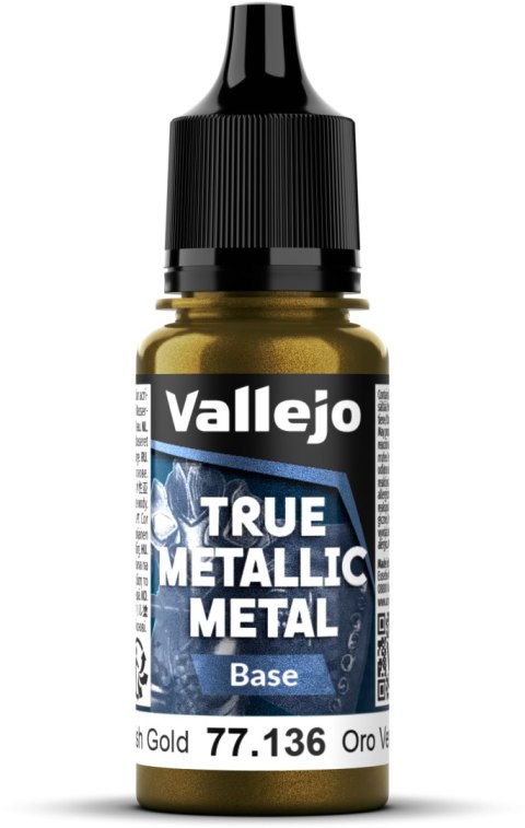 Vallejo: 77.136 - True Metallic Metal - Base - Greenish Gold (18 ml)