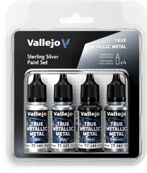 Vallejo: 77.251 - True Metallic Metal - Sterling Silver Paint Set