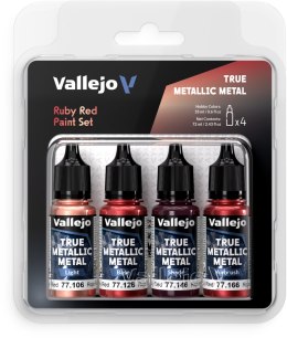 Vallejo: 77.254 - True Metallic Metal - Ruby Red Paint Set