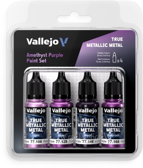 Vallejo: 77.255 - True Metallic Metal - Amethyst Purple Paint Set
