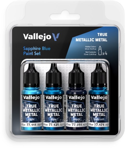Vallejo: 77.256 - True Metallic Metal - Sapphire Blue Paint Set