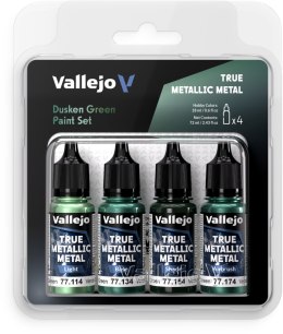 Vallejo: 77.257 - True Metallic Metal - Dusken Green Paint Set