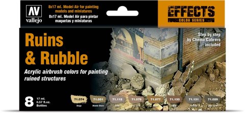 Vallejo: 71.214 - Model Air - Effects - Ruins & Rubbles (8 x 17 ml)