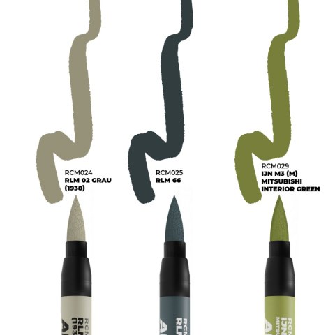 AK Interactive: Real Colors Markers - RCM110 - Set - WWII Axis Aircraft Cockpit Colors (3)