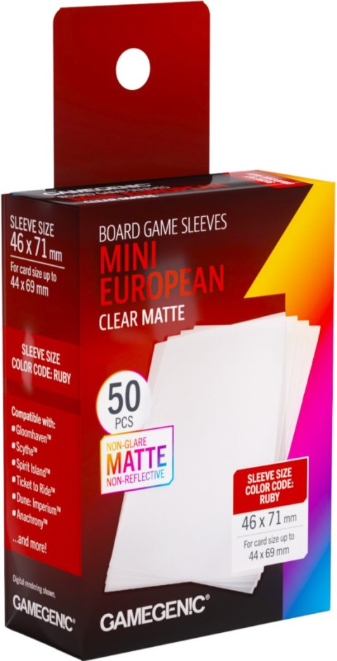 Gamegenic: Board Game Sleeves - Mini European (46x71 mm) - Clear Matte, 50 sztuk