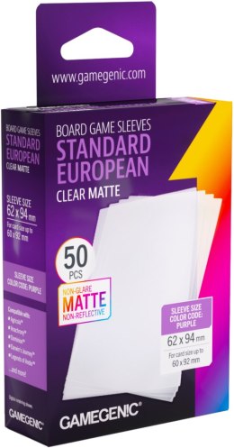 Gamegenic: Board Game Sleeves - Standard European (62x94 mm) - Clear Matte - 50 sztuk