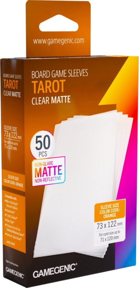 Gamegenic: Board Game Sleeves - Tarot (73x122 mm) - Clear Matte - 50 sztuk