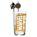 STOR Marvel Glass Tumbler with Straws Logo & Avengers 485 ml