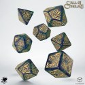 Q-WORKSHOP Zestaw kości Zew Cthulhu 7. Edycja - Niebiesko-zielone i złote