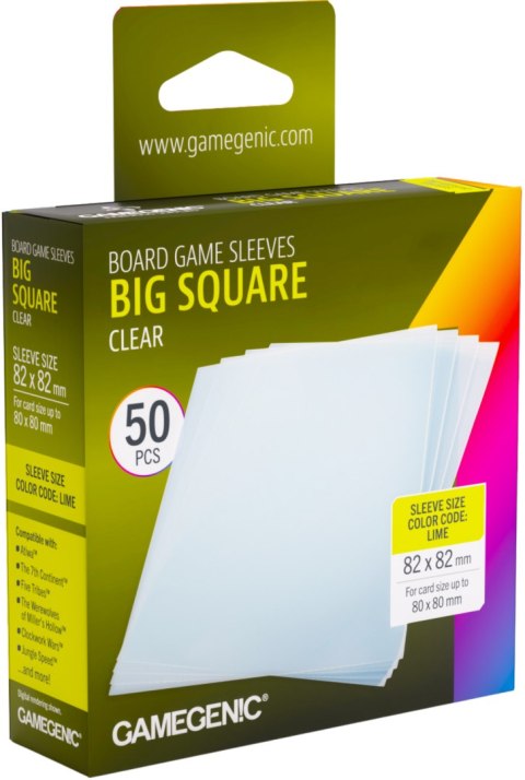 Gamegenic: Board Game Sleeves - Big Square (82x82 mm) - Clear - 50 sztuk