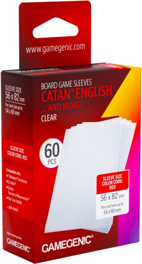 Gamegenic: Board Game Sleeves - Catan English (56x82 mm) - Clear - 60 sztuk