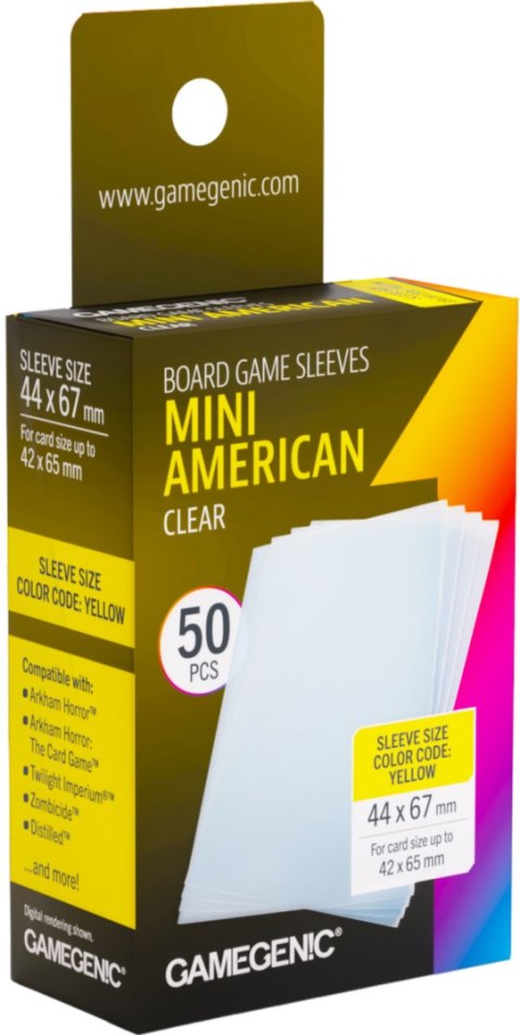 Gamegenic: Board Game Sleeves - Mini American (44x67 mm) - Clear - 50 sztuk