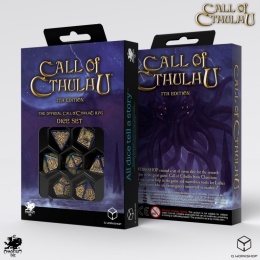 Q-WORKSHOP Zestaw kości Zew Cthulhu 7. Edycja - Niebiesko-zielone i złote