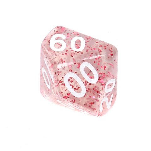 REBEL Kość brokatowa 10 Ścian (setka) - Cyfry - Czerwona