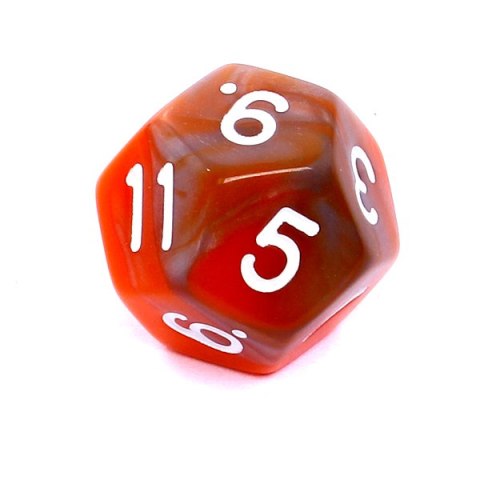 REBEL Kość dwukolorowa 12 Ścian - Cyfry - Pomarańczowo-szara