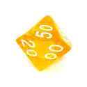 REBEL Kość kryształowa 10 Ścian (setka) - Cyfry - Żółta