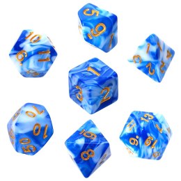 REBEL Komplet kości RPG - Dwukolorowe - Niebiesko-białe (złote cyfry)