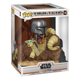 Funko POP TV: Star Wars: The Mandalorian - The Mandalorian on Bantha with Child in Bag