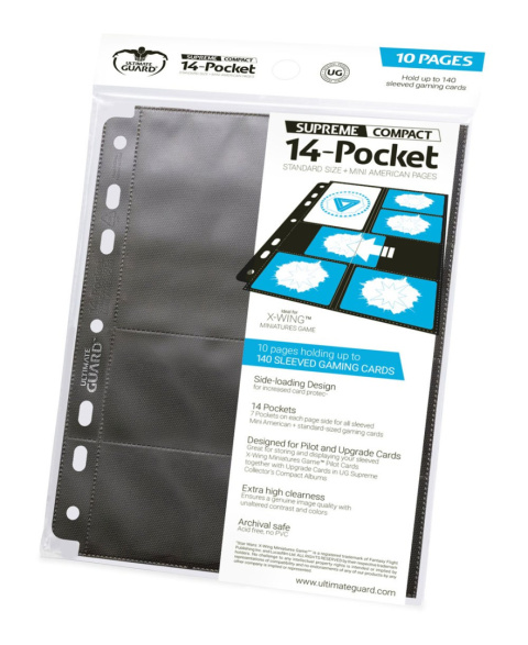 ULTIMATE GUARD 14-Pocket Compact Pages Standard Size & Mini American Black (10)
