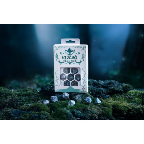 Q-WORKSHOP Komplet Kości Elficki Kobaltowo Srebrne