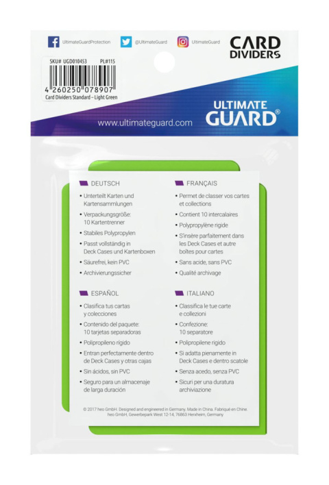 ULTIMATE GUARD Card Dividers - Light Green (10)