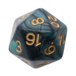 Kość REBEL perłowa 20 Ścian - Cyfry - Ciemnozielona