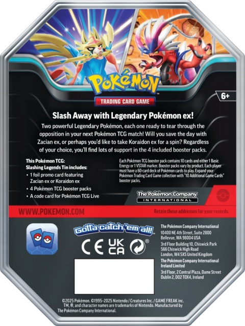 Pokemon TCG: Slashing Legends Tin - Zacian ex