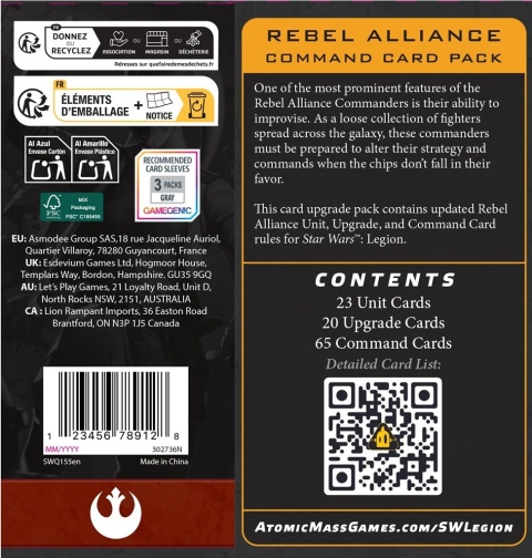 Star Wars Legion 2.0: Rebel Alliance - Command Card Pack