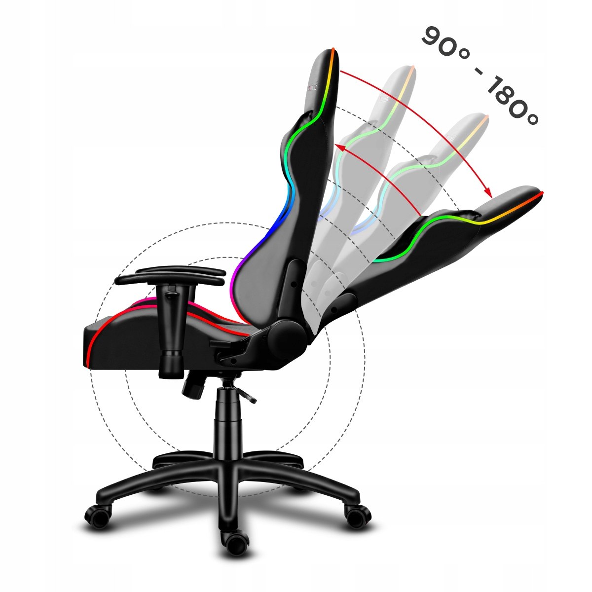 Fotel Gamingowy GRACZA HUZARO RGB ŚWIECI PILOT Model Force 6.0