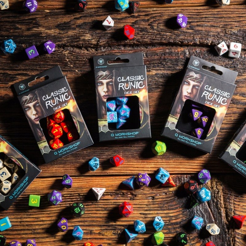 Q-WORKSHOP Komplet kości RPG kostek RUNICZNE RUNIC Rodzaj kości